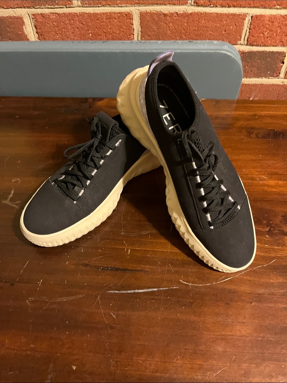 Cole Haan Black Lace-Up Women's Athletic Sneakers with Cream Sole